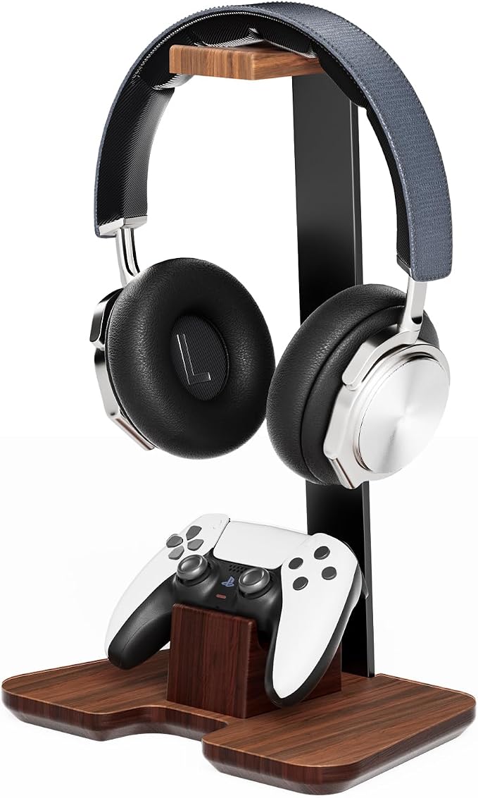 Controller Stand Wood Headphone Stand for Desk Gaming Desk Accessories Controller Holder for Gaming Equipment Headset Holder Gift for Father,Son,Husband,Boyfriend by Unknown