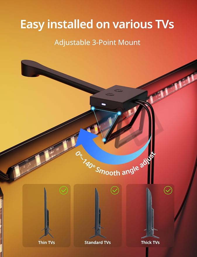 Ailofy TV Backlight with Camera for 40-50" TVs, 7.87ft LED Strip Lights, Real-Time Full-Screen Sync for Movies, Gaming & Music, Smart Bias Lighting, Works with Alexa & Google Assistant, App Control - Image 7