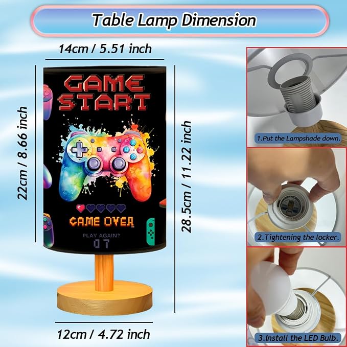 Video Game Table Lamp for Boys Room, Gifts for Boys - 3 Colors Dimmable Bedside Lamps for Bedroom Nightstand Night Light Gaming Room Decor for Gamer Boys Girls, Desk Reading Lamp for Office Home Decor - Image 4