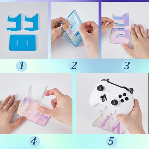 AHANDMAKER Universal Controller Holder, 1 Tier Colorful Detachable Game Show Rack Acrylic Gamepad Storage Desktop Stand Headset Holder for Gamepad Controller Display and Organization - Image 4