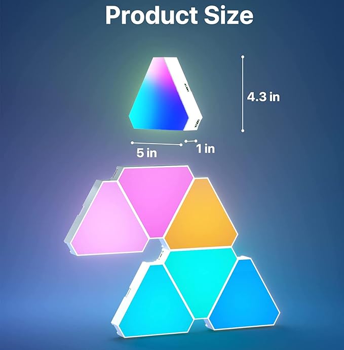 Triangle LED Light Panels, Triangle Lights with 6 Connection Ports, Real RGBIC Gaming Lights for Gaming Setup, Smart Wall Lights for Bedroom App Control Music Sync for Gaming Room Streaming, 6 Pack - Image 7