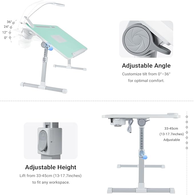 iXTRA Adjustable Laptop Lap Desk with Cooling Fan USB Light for Adults - Image 3
