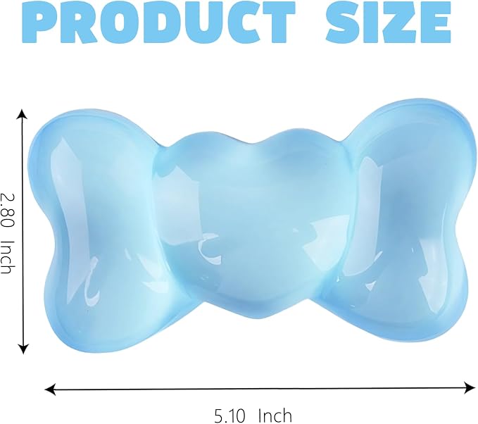 Gel Wrist Rest for Keyboard and Mouse Transparent Blue Bow Elbow Pad Cushion Ergonomic Cute Clear Cool Heart Mouse Wrist Pad Silicone Non-Slip Support for Computer Gaming Home Office Women Hand Pillow - Image 2