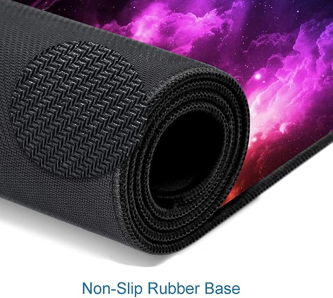 Mouse Pad Gaming, Large Mouse Pads for Desk, Keyboard Mouse Mat Desk Pad, Non-Slip Rubber Base with Stitched Edges Mousepad, 31.5x11.8in Colorful Galaxy - Image 4