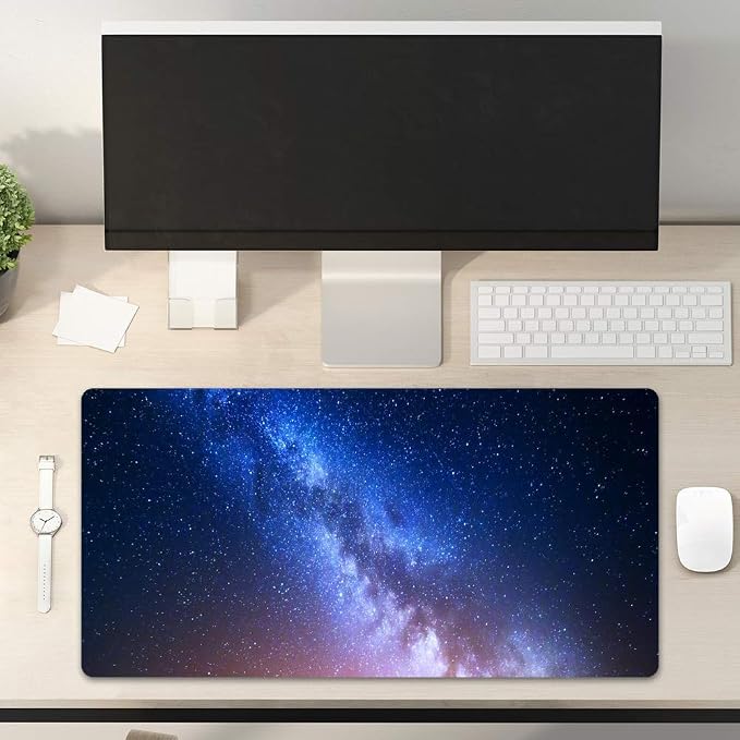 QiyI PU Leather Large Mouse Pad, Office Decor, 31.5" x 15.7", Starry Sky | Desk Décor Accessories, Extended Size, Waterproof & Easy to Clean, Smooth Surface, Non Slip Desk Organization - Image 2
