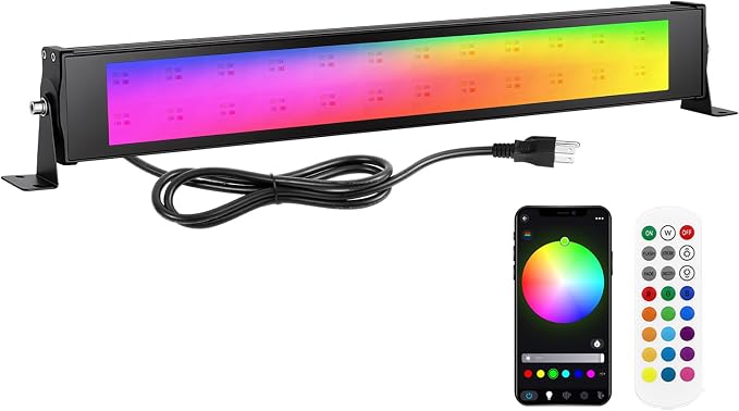 RIGIDON 1 Pack 28W LED Wall Washer Light, Dimmable Music Sync RGB Light Bar by RIGIDON