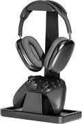 UPERGO Solid Wood Headphone Stand with Controller Holder for Desk | Natural Solid Wood, Holds 1 Headset & 1 Controller, Gamer Gifts for Men, Gaming Desk Accessories for PS5/Xbox/Switch by UPERGO