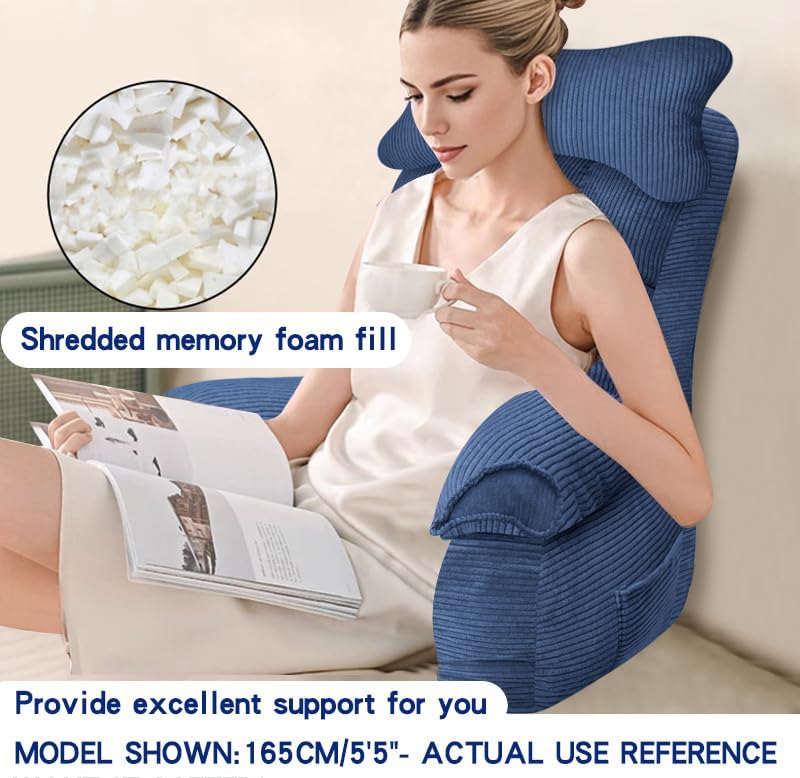 YDCEULARDOH Reading Pillow for Bed Adult – Large Bed Pillow with Arms, Supportive Back Pillow for Sitting Up in Bed for Reading, Watching TV, or Gaming - Image 2