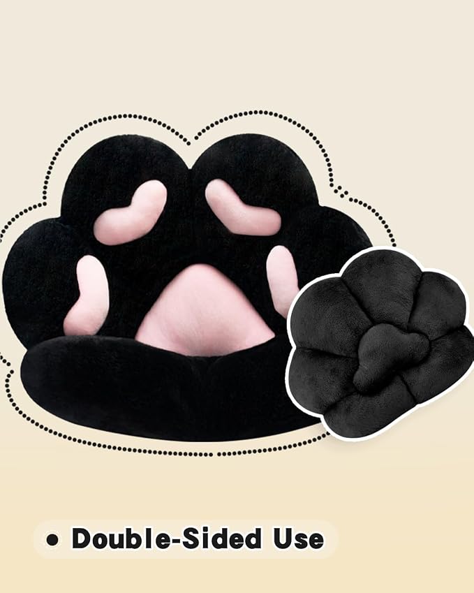 MOONBEEKI Cat Paw Cushion Chair Comfy Kawaii Plush Seat Cushions | Chair Cushion Pillow for Gamer 28"x 24" Cozy Floor Cute Girl Worker Gift, Dining Room Bedroom Decorate, Black - Image 9