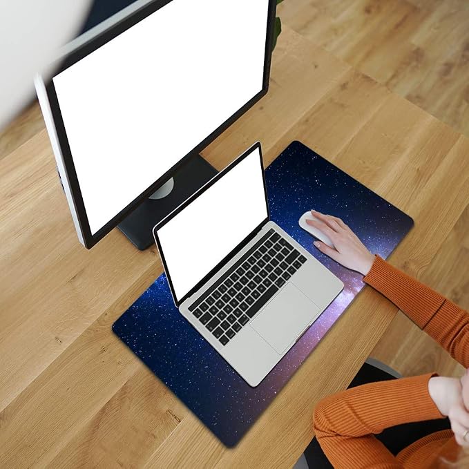 QiyI PU Leather Large Mouse Pad, Office Decor, 31.5" x 15.7", Starry Sky | Desk Décor Accessories, Extended Size, Waterproof & Easy to Clean, Smooth Surface, Non Slip Desk Organization - Image 3