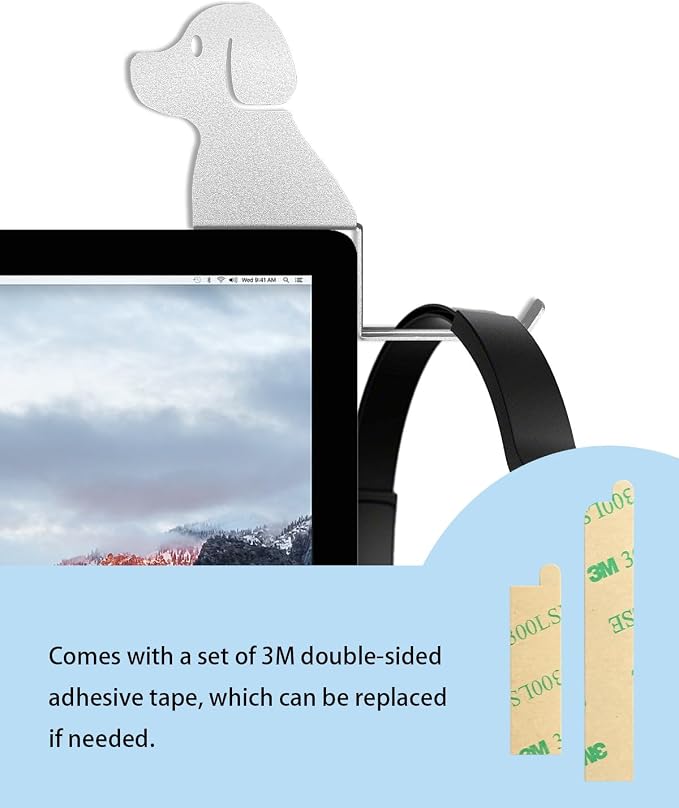 Monitor Stand Headphone Hanger with Puppy Tail Hook - Image 4