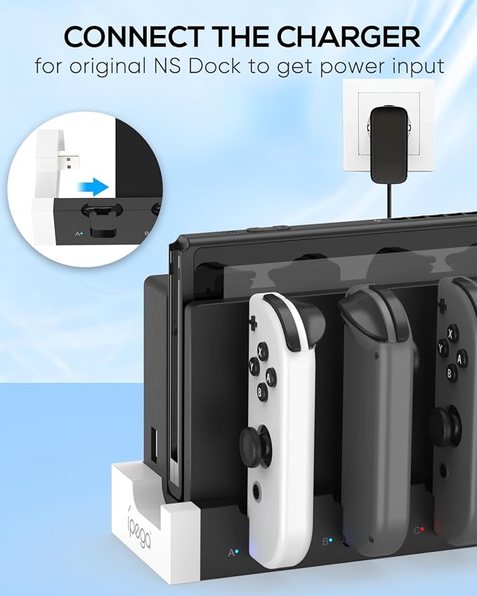 Switch 1 &OLED Controller Charger Dock, FYOUNG Charging Dock for Switch OLED, 4 in 1 Portable Fast Charger Staion for JoyCon Accessories with USB Type-C Cord - Image 2