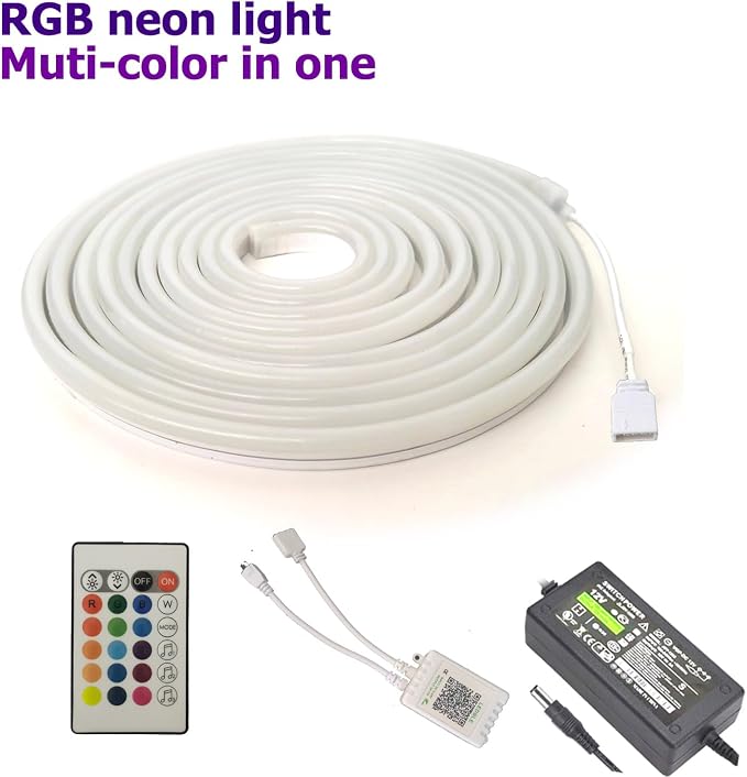 16.4ft LED Neon Rope Lights, 12V RGB Color Changing Strip Lights with APP & Remote Control, IP67 Waterproof Music Sync Light Strip for Bedroom, Gaming Room, Outdoor, Party Decor - Image 2