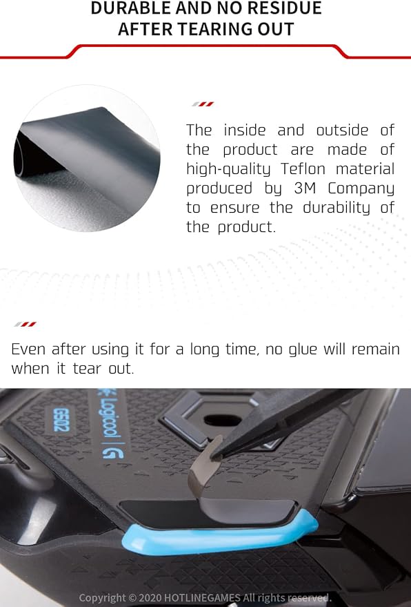 【 Covered Version Ultra-Thin 0.23mm PTFE 】 4Sets of Hotline Games 3.0 Mouse Feet Skates Compatible with Logitech G Pro X Superlight Wireless Gaming Mouse, Protect Original Mouse Feet, Smooth Glide - Image 3