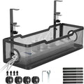 Under Desk Cable Management Tray, No Drill Cable Organizer for Desk, Metal Wire Management Basket with Clamp Mount, Cord Organizer Holder for Standing Desk, Home Office and Gaming Setup by FeeOlsa