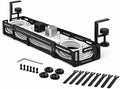 Expandable Under Desk Cable Management Tray, Expandable 15.7”–27.6”, No Drill Metal Cable Organizer with Clamp Mount for Standing Desk, Office & Home Desk (Black by Unknown