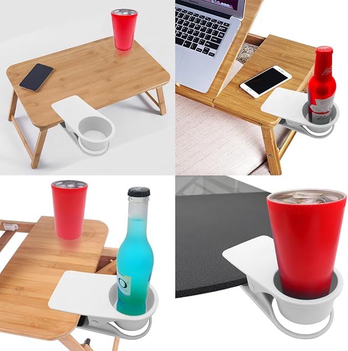 YOY Drink Cup Holder Clip - Table Desk Side Water Glass Beer Bottle Beverage Soda Coffee Mug Holder Cup Saucer Clip Design for Home Office, White - Image 4