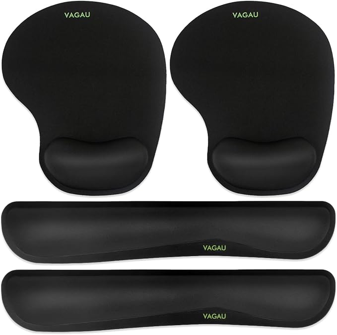 VAGAU Premium Keyboard Wrist Rest and Mouse Pad Wrist Support for 2 Pack | Ergonomic Memory Foam Set for Office, Laptop, Mac, Computer and Gaming, Comfortable Typing &Wrist Pain Relief by VAGAU