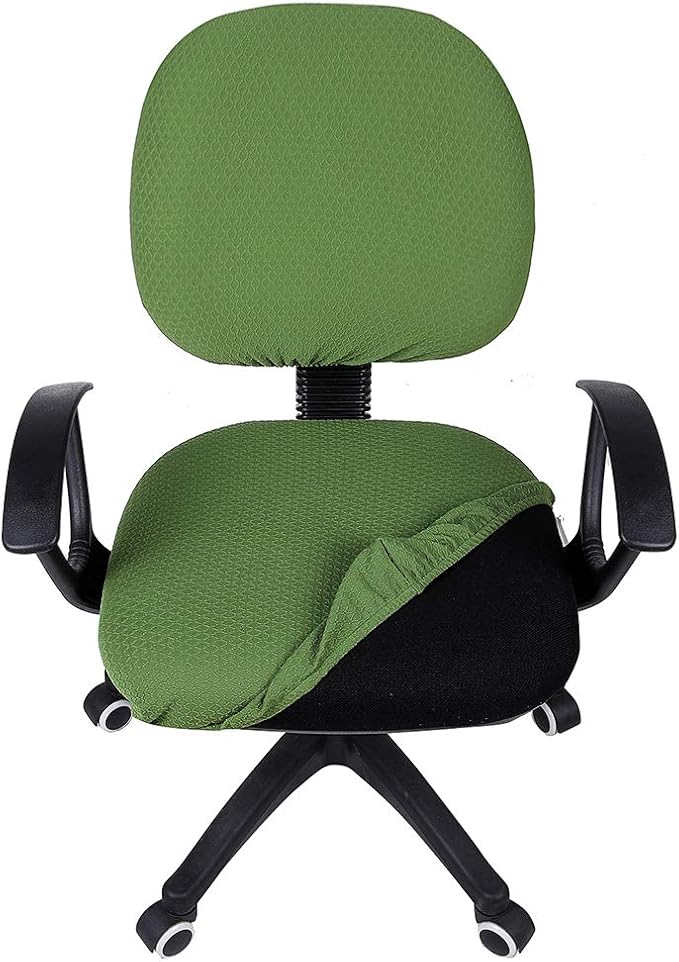 Smiry Office Computer Chair Covers for Desk Rotating Chair Protector | Stretch Jacquard Removable Washable Universal Slipcovers, Seat + Backrest Cover, Olive Green - Image 4