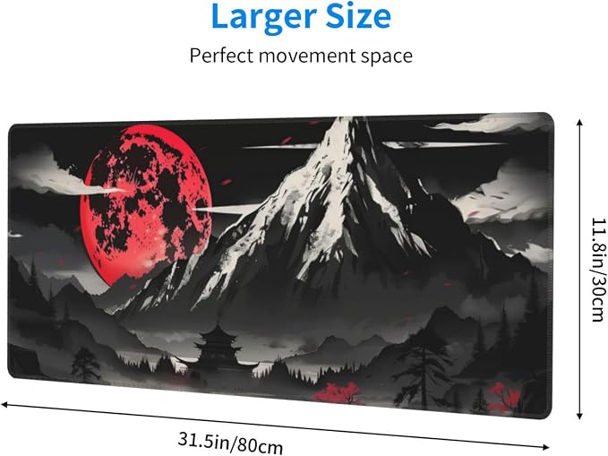 Extended Gaming Mouse Pad, Large Desk Mat XL Anime Mouse Pad Waterproof with Stitched Edges, Non-Slip Desktop Pad for Home and Office, Level Up Your 31.5x11.8 Inch (Snow Mountain) - Image 2