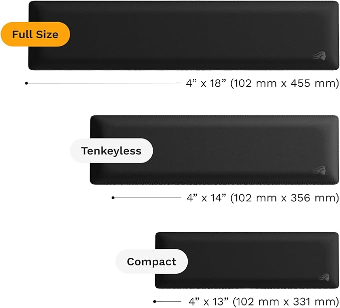 Glorious Gaming Padded Keyboard Wrist Rest (Full Size, 1" Thick) - Anti-Fray Stitched Edges, Smooth Cloth Surface, Anti-Slip Rubber Base, Medium Firmness, 18" x 4" x 1" - Black - Image 4