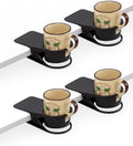 Desk Cup Holder Clamp 4 Pack, Clip On Water Bottle & Mug Holder, Phone Slot by Aisle3Essentials