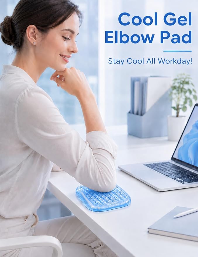 Vaydeer Clear Gel Elbow Pad for Desk, Ergonomic Arm Rest Cushion | Desk Wrist Rest for Keyboard and Mouse, Keyboard Wrist Pad for Computer and Laptop Typing, Gaming and Office Glacier Blue - Image 2