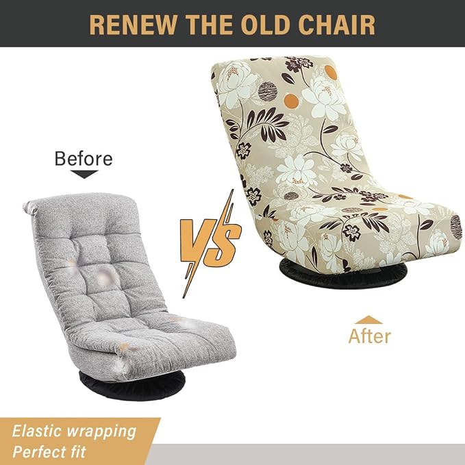 Swivel Reclining Folding Floor Gaming Chair Cover Printed Lazy Boy Chair Slipcover Lounge Folding Sofa Seat Covers for Teens and Adults, 11 - Image 6
