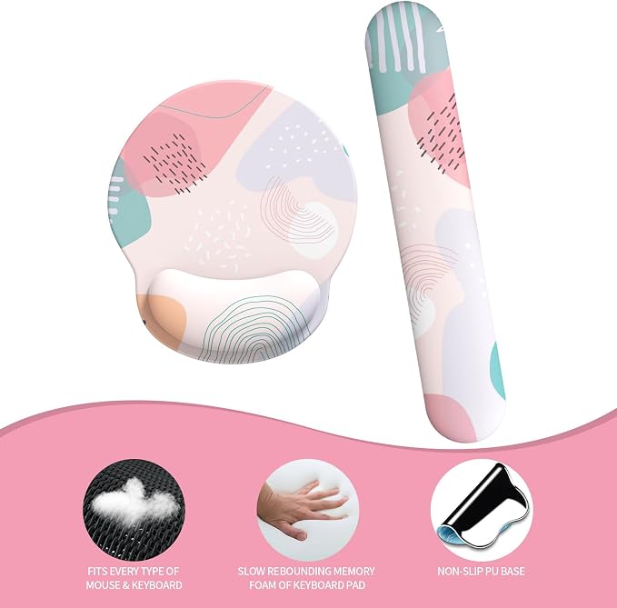 eulps Mouse Pad Wrist Support, Ergonomic Memory Foam Keyboard Wrist Pad & Gel Wrist Rest Set for Computer Keyboard for Easy Typing & Pain Relief for Office & Home (Floral Fantasy Set) - Image 6