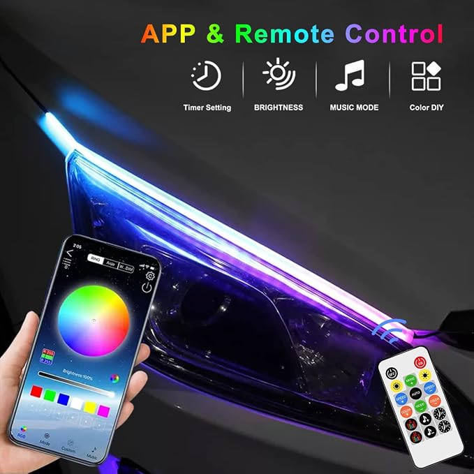 Car Headlight LED Strip, TEKSHINNY 2Pcs 24 Inches Flexible LED Strip Lights, Dual Color Red Turn Signal Yellow Lights Waterproof Daytime Running Light Strip for Truck SUV - Image 5