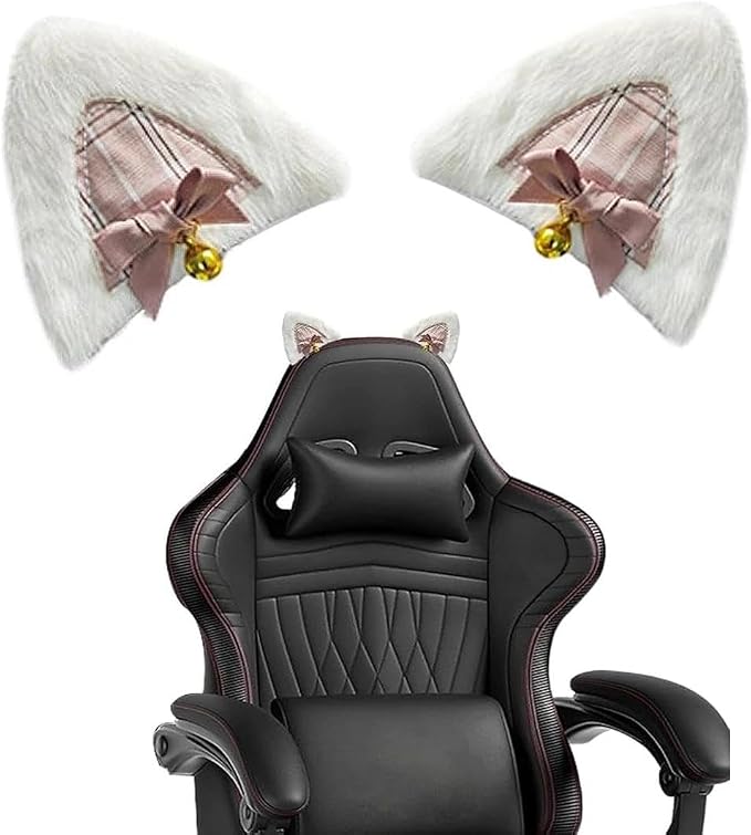 Tsangbaby Gaming Chair Cat Ear Decoration Chair Decoration Accessories Cute Cat Ears Suitable for Gaming Chairs Homes Offices and Gatherings Dark Pink by Tsangbaby