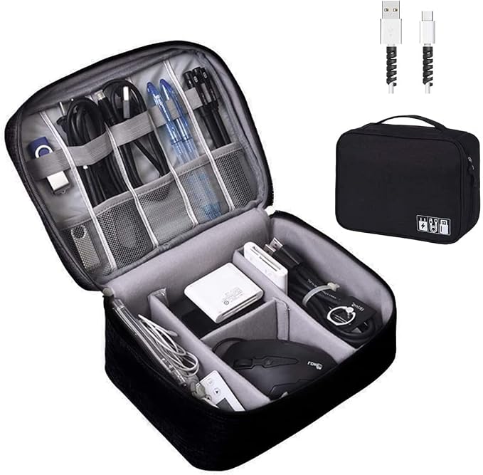 OrgaWise Electronics Organizer, Electronic Accessories Bag Travel Cable Organizer Three-Layer for iPad Mini, Kindle, Hard Drives, Cables, Chargers by OrgaWise