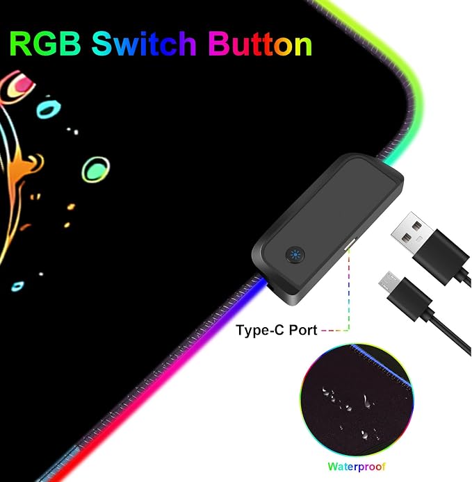Mouse Pad 31.5 X 11.8 Inches RGB Mouse Mat with 13 Light Modes | Touch Control, Large Gaming Mousepad with Non-Slip Rubber Base for Computer Keyboard - Image 6