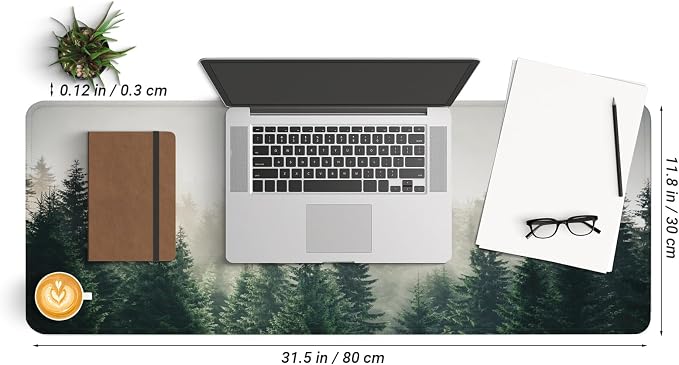Gaming Mouse Pad with Anti-Slip Rubber Base, Extended Large Computer Mouse Mat with Stitched Edges, Long XL Anime Mousepad for Laptop and Keyboard, 31.5 x 11.8 inch (Forest Tree) - Image 2