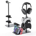 MANMUVIMO Headset Stand Controller Holder for 1 Headset and 4 Controller, Headphone Game Controller Stand for Desk, Gamer Gifts, Organizer Rack for iPad/Mobile Phone, Gaming Room Accessories by MANMUVIMO