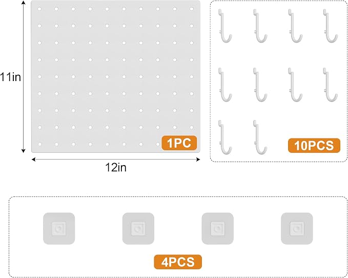 Pegboard Combination Kit - Pegboards and Accessories Modular Hanging for Wall Organizer, Crafts Organization, Ornaments Display, Nursery Storage, Peg Board - Image 3