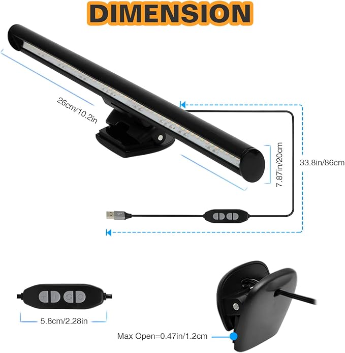 LED Monitor Screen Light Bar for Computer, USB Powered Task Lamp - Image 6