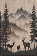 Decorative Light Switch Cover Plate Rustic Black Deer Elk Brown Wood Board Pine Tree 1 Gang No Device Single Blank Outlet Covers Wall Plate Switchplate Covers Dimmer Faceplate Decor by JOOJIAO