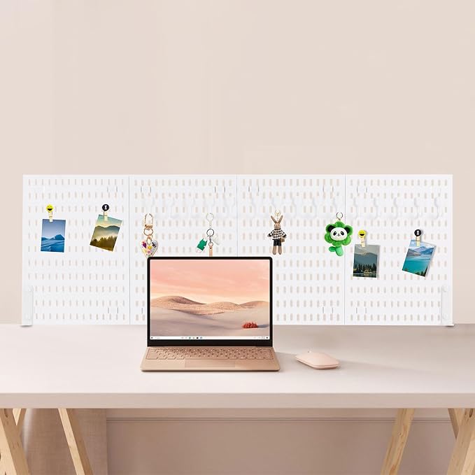 Desk Pegboard, Plastic Privacy Divider & Desk Partition Panel, Office Accessory Organizer No-Drill Mounted Pegboard for Home, Office, Gaming (White, Clamp-on) - Image 2