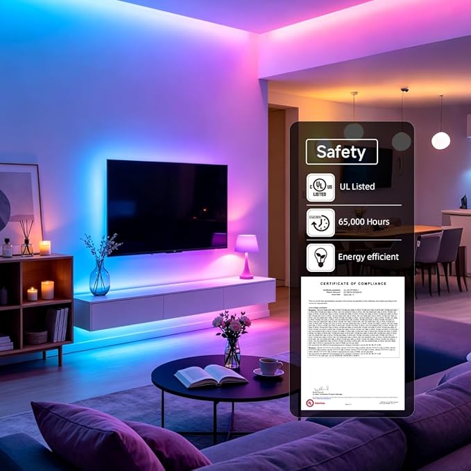 BTF-LIGHTING IP66 RGB WS2811 Smart IC FCOB COB LED Strip, UL Listed 864LEDs/m High Density Color Chasing Uniform Light, DC24V 9.8FT 12mm Width Tape Light for Home DIY Decor(No Adapter or Controller) - Image 2