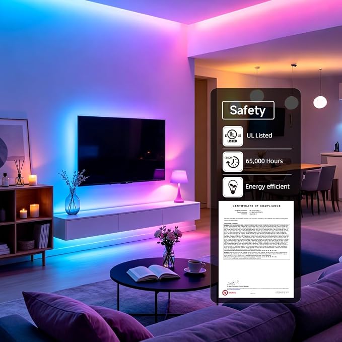 BTF-LIGHTING RGB WS2811 Smart IC FCOB COB LED Strip, UL Listed 864LEDs/m High Density Color Chasing Uniform Light, DC24V 24FT 12mm Width Tape Light for Home Party DIY Decor(No Adapter or Controller) - Image 2