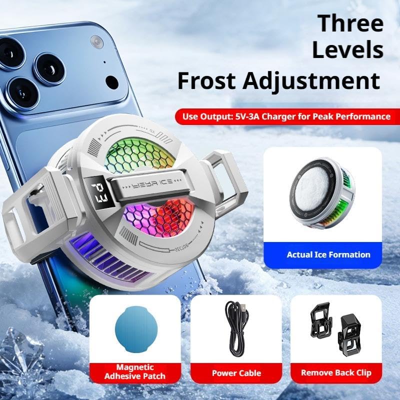 2 In 1 Magnetic & Clip-On Phone Cooler, 3-Level Silent Fan with RGB Effects - Image 5