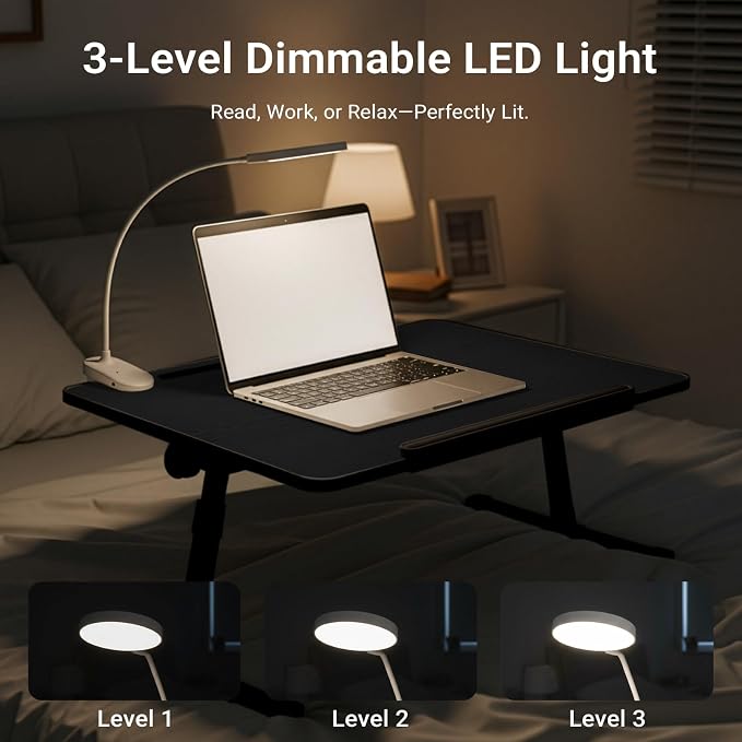iXTRA Adjustable Laptop Lap Desk with Cooling Fan USB Light for Adults - Image 4