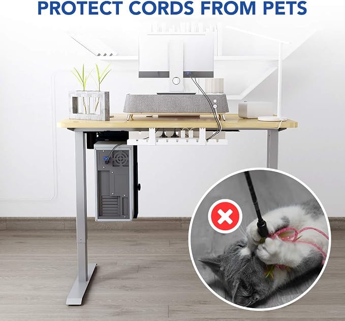 FLEXISPOT Under Desk Cable Management Tray, Metal Raceway Wires Cable Tidy Organizer Office and Home Cable Tray Use for Standing Desk (White) - Image 7
