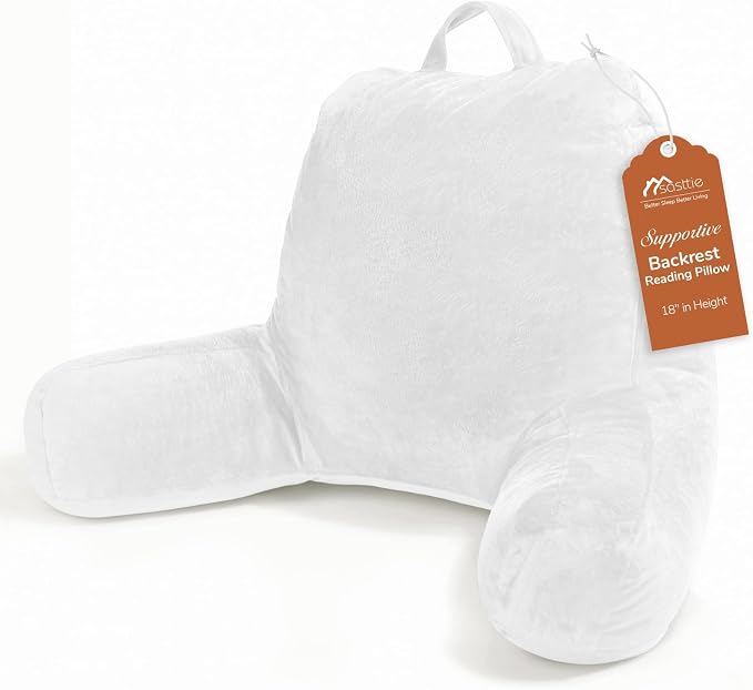 Sasttie Reading Pillow for Bed, Back Pillow for Sitting Up, White by SASTTIE