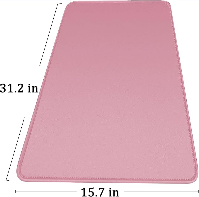 Large Mouse Pad with Stitched Edges, Durable Non-Slip Natural Rubber Base, Waterproof Computer Keyboard Pad Mat for Esports Pros/Gamer/Desktop/Office/Home - Pink - Image 6