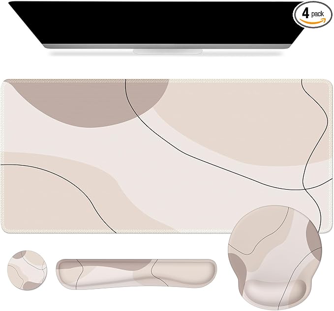 iCasso Brown Art Mouse Mat 35.4"x15.7", Computer Mat for Workspace by iCasso