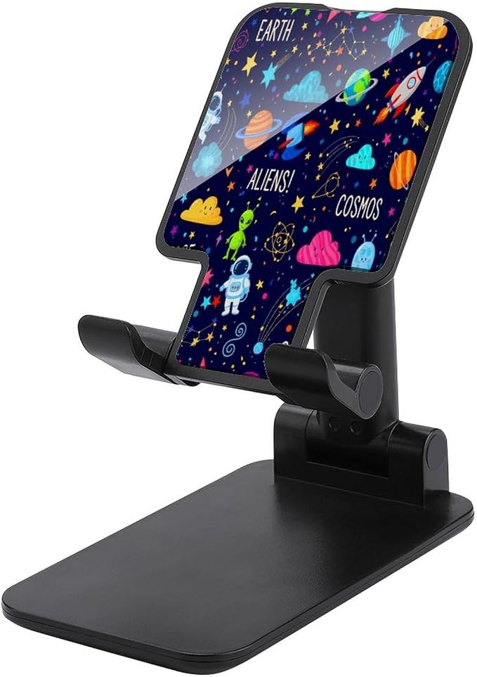 Cartoon Space Rockets Astronaunt Planets Stars Alien Art Cell Phone Holder by Unknown