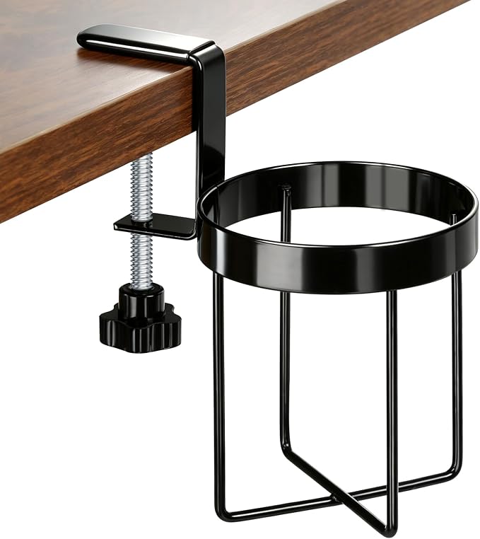 Desk Cup Holder Clamp, Anti-Spill Clip On Table Cup Holder Rotatable by MYITYARD
