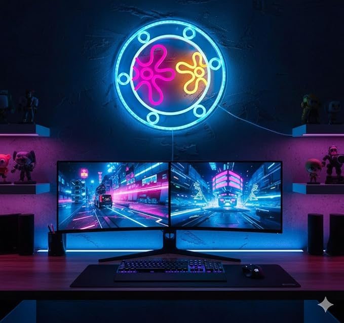 manimo Ocean World Porthole Neon Lights, LED Under Sea Porthole Neon Signs for Wall Decor,USB Night Light for Game Room Bedroom Birthday Wedding Party Gifts(13.3 * 13.3in) - Image 5
